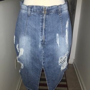 Top Trends Destroyed Denim Skirt Sz 42 US Sz 10😘